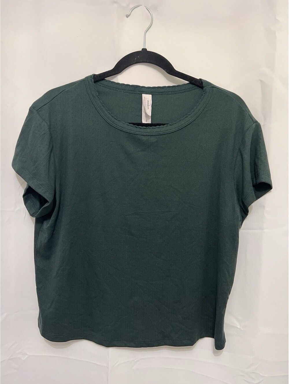 Auden Women XXL Green Pointelle Pajama Set Short Sleeve Top Pants NWT